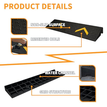 Rubber Curb Ramps 3" Rise 2 Pack for Driveway Wheelchair Riding Mower Doorways Threshold Garage Sidewalks,Ramps for Car Truck Motorcycle Bike,7000lbs Load Capacity - size: 3"inch