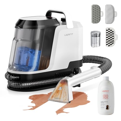 Uwant Portable Carpet and Upholstery for Deep Cleaner, 18Kpa Carpet Cleaner Machine for Cars, Pets with Cleaning Tool and Self Cleaning Set of 1 for Spot, Rug, Couch - color: White-Cappuccino