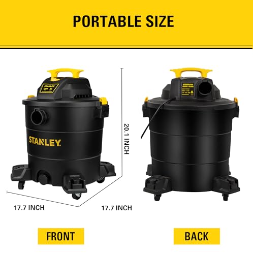 STANLEY 12 Gallon 5.5 Peak HP Wet/Dry Vacuum, 3 in 1 Shop Vacuum Blower,1-7/8"x6 Hose, Range for Garage, Carpet Clean, Workshop with Vacuum Attachments-SL18199P - size: 12 Gallon, 5.5 HP AC