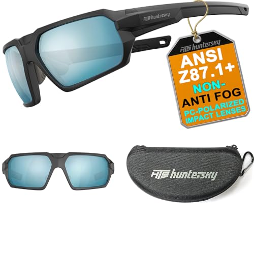 HTS HUNTERSKY Ballistic Tactical ANSI Z87.1+ Impact Protection Anti Fog Shooting Glasses Military Grade Airsoft Range - color: Black Blue