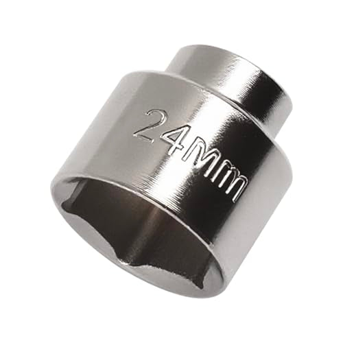 24mm Oil Filter Socket Wrench: 6-Point Design, 1/2 Inch & 3/8" Drive, Axle Nut/Oil Filter Removal Tool, Low Profile for Efficient Tight-Area Removal, Fits VW/Mercedes/Ford/Nissan/Dodge/Hyundai/GM - size: 24MM