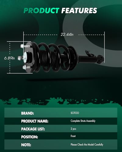 SCITOO Complete Strut Coil Spring Assembly Fits 2005-2015 for Toyota Tacoma | Complete Strut for Toyota for Tacoma Front Strut Shock Absorber with Coil Spring Replacement 271106 271105 - size: 2 x Front Struts