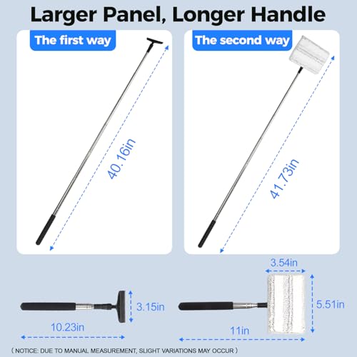 Rearview Mirror Cleaner & Inside Windshield Cleaner Tool-41Inch Extendable Pole, 2-in-1 Microfiber & Rubber Head, Anti-Slip Handle, Car Detailing Kit for SUV, Truck, Minivan | Extendable Pole, 2-in-1 Microfiber & Rubber Head, Anti-Slip Handle, Car Detaili