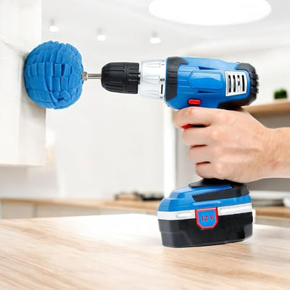 3" Polishing Ball for Drill, Detailing Adapter Round Buffing Cone Finishing Pad Waxing Car Power Ball Wheel Polisher with Attachment Hub Date Sponge Buffer Automotive Care Accessories Motorcycle
