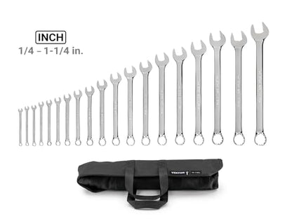 TEKTON Combination Wrench Set, 19-Piece | WCB94103 - size: 19-pc. (1/4 - 1-1/4 in.), style: Roll