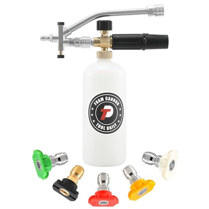 Tool Daily Foam Cannon with Dual Connector Accessory, 1/4 Inch Quick Connector, 5 Pressure Washer Nozzle Tips, 1 Liter - style: Foam Cannon with Dual Connector