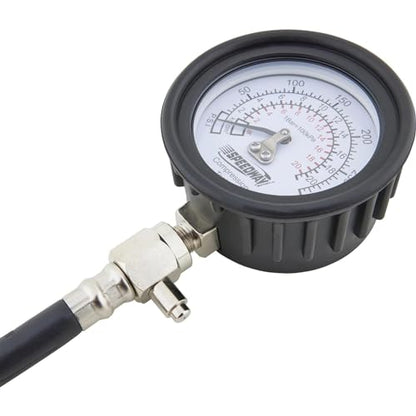 Compression Test Kit, Standard Gauge, For Auto, Marine & Small Engines | Includes Multiple Adapters and Hoses, Air Hold Quick Connect Feature, Molded Case for Easy Storage and Transport