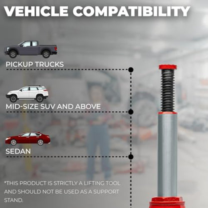 XtremepowerUS 2-Ton Portable Hydraulic Bottle Jack Stand Hydraulic Jack Lift Farm RV Truck Lifting Equipment Shop Hand Pump (5,000 LBS) Capacity - size: 2 Ton
