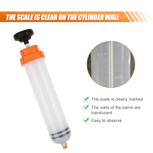 BDZMC 500CC Automotive Fluid Extractor, Oil Change Syringe with Hose, Suction Vacuum Fuel Car Transfer, Manual Oil Transfer Pump, Oil Extraction & Filling Pump