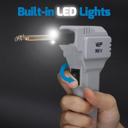 WEP 960-V Grey Plastic Welder Kit 110V with LED Lights with 200 Hot Staples and Pliers for Car Bumper Plastic Welding, Plastic Gas Tank Repair, a Great Automotive Tools for Mechanics - color: Grey