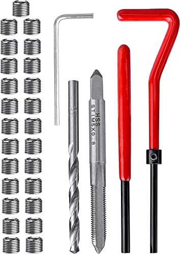 30 Piece M5 x 0.8mm Thread Repair Insert Kit, Stainless Steel Thread Repair Kit Helicoil Coil Compatible Hand Tool Set for Auto Repair - size: M5 x 0.8