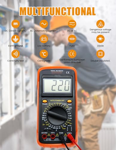 Digital Multimeter Tester Portable Multimeter Multi Testers for Electrical Applications Smart Multi Meter Measures Voltage, Current, Resistance, Continuity and Diode (Model AMT32) - style: Model 1
