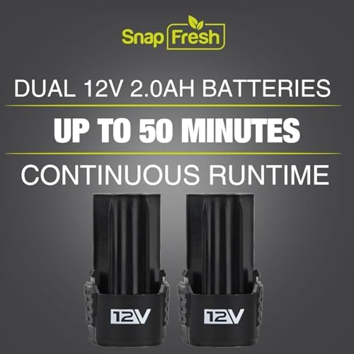 SnapFresh 12V Electric Ratchet Cordless, 3/8" with 9 Socks & 1/4" Adapter | UL Certificated Battery & Charger, 55Ft-lbs Torque,0-220RPM Speed Control, 2 Battery, 50-min Runtime, Cordless Ratchet Wrench