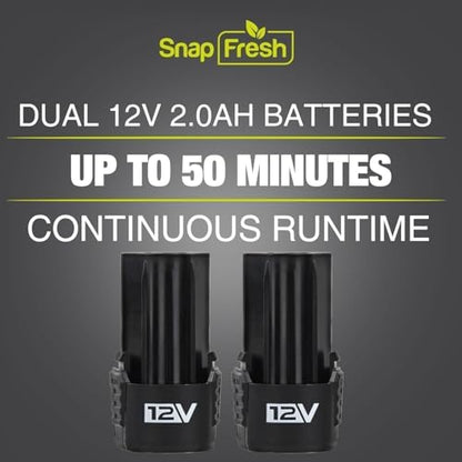 SnapFresh 12V Electric Ratchet Cordless, 3/8" with 9 Socks & 1/4" Adapter | UL Certificated Battery & Charger, 55Ft-lbs Torque,0-220RPM Speed Control, 2 Battery, 50-min Runtime, Cordless Ratchet Wrench