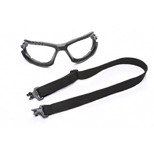 3M Safety Glasses, Solus 1000 Series, ANSI Z87, Scotchgard Anti-Fog, Clear Lens, Green/Black Frame, Removable Foam Gasket and Strap - size: Single, style: Clear Lens, Green/Black Frame With Gasket