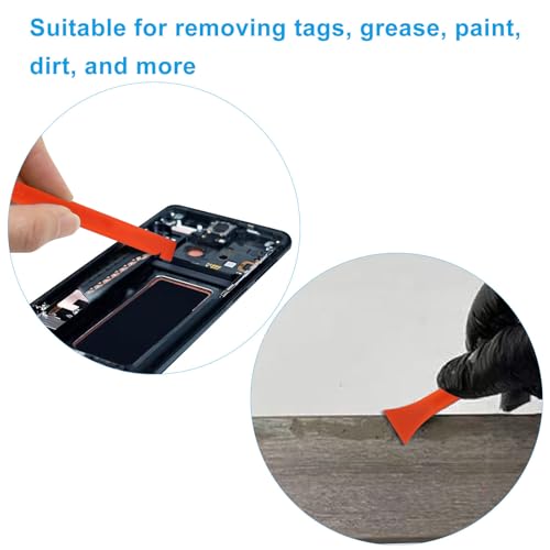 Plastic Scraper Tool 9 Pieces Non-Scratch Cleaning Kit for Tight Spaces, Remove Stickers Labels Oil Stains Food Dirt(Orange) - color: Orange