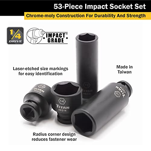 Titan 46053 1/4-Inch Drive SAE & Metric Impact Socket Set