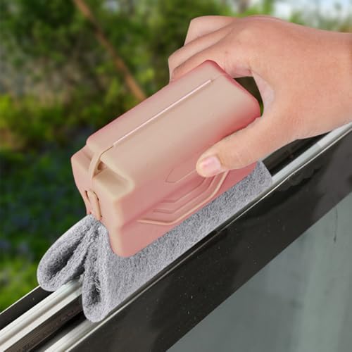 3PCS Car Magic Window Track Cleaner, Vehicle Window Groove Cleaning Brush Tools Set with Handheld, Automotive Air Conditioner Vents Narrow Gaps Clean Brush, Universal Fit (Pink) - color: Pink
