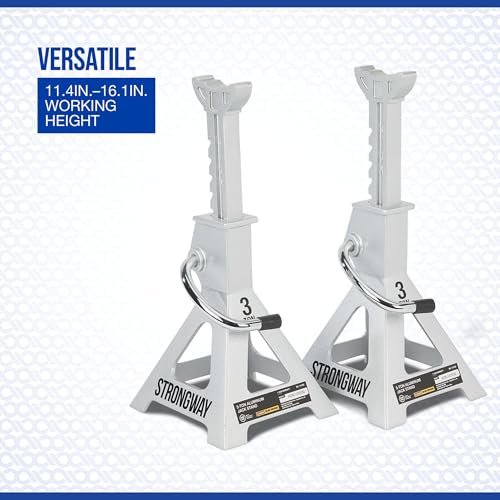 Strongway Aluminum Jack Stands, Pair, 12,000-Lb. Total Capacity, 11.4in.–16.1in. Lift Range
