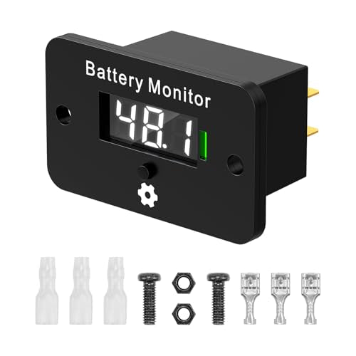 JDIAG Golf Cart Battery Meter, Digital Gauge for Battery Capacity & Voltage | 12V 24V 36V 48V 60V 72V Lithium & Acid Batteries, Waterproof LCD Display for Golf Cart (EZGO, Club Car), Car, RV and More