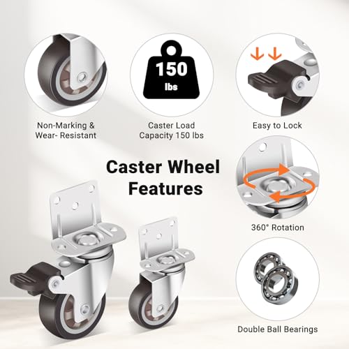Nefish 2 Inch Side Mount Casters Wheels 12 Pack, L-Shaped Rubber Casters Wheels for Furniture, Plate Castors 2 X 4, Durable Heavy Duty Castor Wheels for Cabinet, Boxes, DIY, Desk, Table, Crib - style: 2 IN L-Shape (12 Pack)
