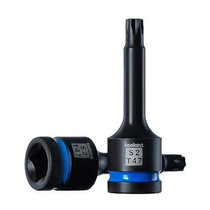 toolant 1/2-Inch Drive T47 Impact Torx Bit Sockets, 2-Piece | S2 steel one-piece sockets feature manganese phosphate coating, pin holes, and laser-etched markings - size: T47