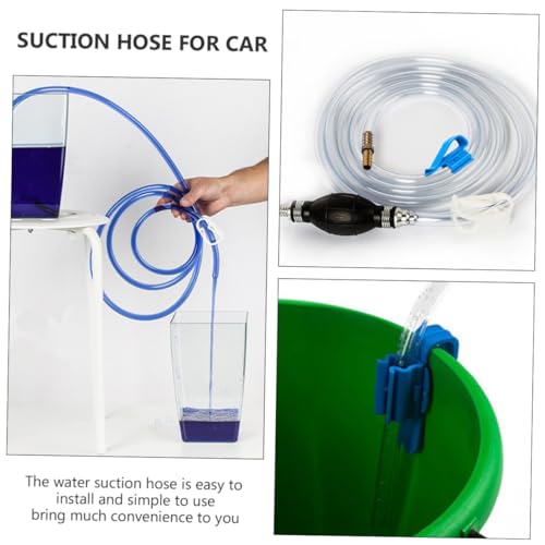 Manual Water Suction Hose Siphon Pump for Car and Fish Tank, Sturdy Oil Transfer Tube with Guide, Multi-use Handheld Suction Kit for Automotive and Aquarium Water Replacement