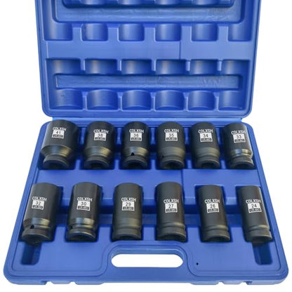 3/4 Inch Drive Impact Socket Set, 12 Pcs Metric Deep Impact Sockets | Standard 6-Point Metric Socket Set(24mm-41mm), Cr-Mo Steel, Overall Heat Treatment for Vehicle and Equipment Repair - style: zxttgj-3/4-12PC-Metric Socket
