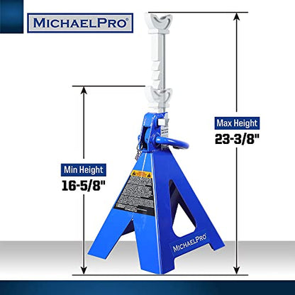 MichaelPro MP017002 6 Ton Double Pin Jack Stands | Premium Forged Steel Ratchet Bar Provides Greater Safety | 1 Pair