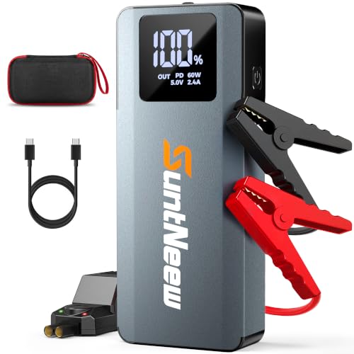 Jump Starter Power Bank 16000mAh, 12V Heavy-Duty Battery Booster for 8.0L Gas/6.5L Diesel Vehicles (Cars, Trucks, SUVs, ATVs), with PD 60W Fast Charging & LED Emergency Light