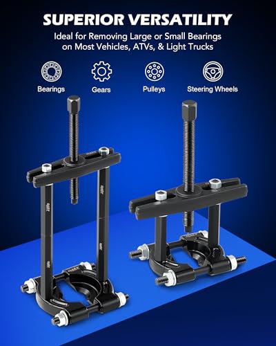 Orion Motor Tech 38pc 2-in-1 Bearing Press Kit, Front Wheel Bearing Removal Kit with Sliding Screws Sleeves, 5 T Wheel Bearing Separator Puller Set with 2" & 3" Jaws, Bearing Puller Tool Set with Case | Front Wheel Bearing Removal Kit with Sliding Screws