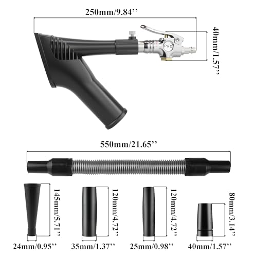 GOCCIDA 2IN1 Tornado Car Cleaning Gun & Vacunm Gun with Ergonomic Grip | Multifunctional Car Cleaning Kit with Metal Nozzle,Extractor Vacuum Set Quickly Blasts Dirt and Dust from Surface with Air - color: silver