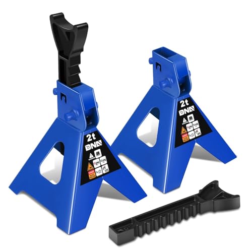 DNA Motoring 1 Pair Jack Stands, 2 Ton (4400 lbs) Capacity Car Lifting Stand, Adjustable Height Car Jack Stands for Cars, Sedans, Small Vehicles, SUV, TOOLS-00681-BL - style: 2 Ton Blue