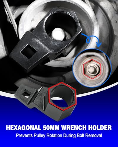 BETOOLL 19 mm Harmonic Balancer Socket & 50mm Crankshaft Crank Pulley Wrench Holder Tool Removal Holding Spanner kit Compatible with Honda and Acura Engines - size: 19mm & 50mm (2 Piece)