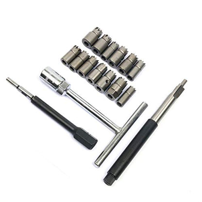 8milelake 17Pcs Diesel Injector Seat Cutter Cleaner Universal Injector Re-Face Reamer Tool Set