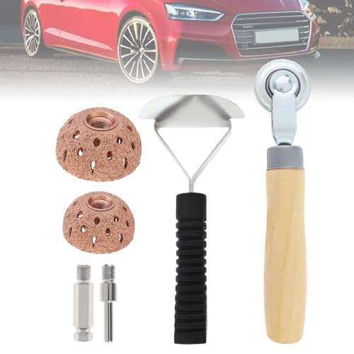 Tire Repair Patch Tools 40mm 55mm Tungsten Steel Polishing Wheel with Patch Roller and Repair Scraper for Car Tire Grinding (40mm+55mm)