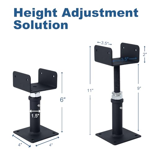 2 Pack U-Shaped Floor Jack, Heavy Duty Adjustable Steel Telepost with U-Head for 4x2, 4x4, 4x6 Joists, 6-9 Inch Adjustment Range, Screw Jack Post for Beam Support & Leveling - size: 6-9