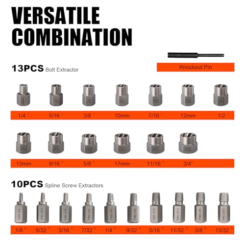 42Pcs Bolt Extractor Kit,Left Hand Drill Bit,Easy Out Screw Bolt Extractor | Heavy Duty,Durable&Resistant Damage,Solve Broken Screw Nuts,Multiple Size Options,for Men's Gift,Home Mechanical DIY - size: 42pc