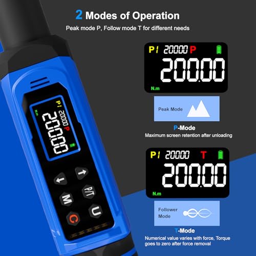 1/2" Digital Torque Wrench 2.2-147.5 Ft.lb/ 3-200 Nm， Digital Electronic Torque Wrench ±1% Accuracy, 5 Units LCD Screen with Buzzer & LED Alarm for Cars,Motorcycles,Bicycle - size: 1/2" 2.2-147.5 FT.LB