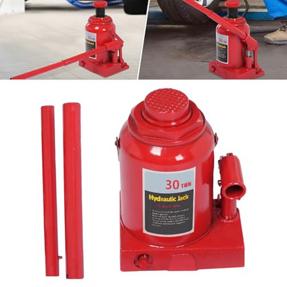 30Ton Hydraulic Bottle Jack,66138LB Welded Car Lift w/Safety Valve & Rocking Lever,Heavy Duty Vehicle Lifting Tool for Auto Repair & House Lift