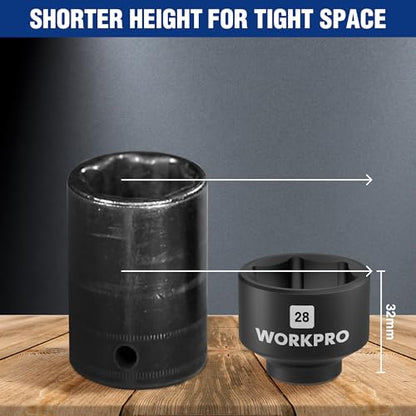 WORKPRO 28mm Oil Filter Socket Wrench, Oil Filter Removal Tool, Oil Filter Change Set, Ideal for Some Dodge Ram 6.7L Cummins Oil/Fuel Filter Canister - style: 28mm