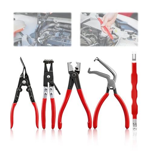 Saker Electrical Disconnect Pliers Electrical Connector Removal Tool – 5PCS Automotive Hose Clamp Tool Set for DIY Car Owners, Safe Electrical Connector Removal, Tight Engine Bay Repair & Maintenance - size: 5PCS