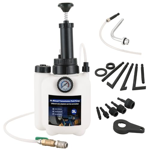 DASBET 3L Transmission Fluid Pump Kit with 12pcs ATF Adapters | Transmission Filler Pump Manual Transmission Fluid Transfer Pump w/ Pressure Gauge Automotive Transmission Dispenser Pump
