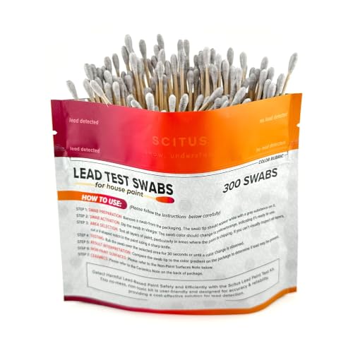 Scitus Know, Understand Lead Test Kit (300 Rapid Testing Swabs) 30-Second Results, Vinegar Activated, Home Use for Painted Surfaces, Walls, Trim, Doors, Furniture - size: 300