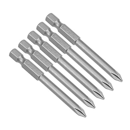 uxcell 5 Pcs 5mm PH1 Magnetic Phillips Screwdriver Bits, 1/4 Inch Hex Shank 2.56-inch Length S2 Power Tool - size: 5.0xPH1