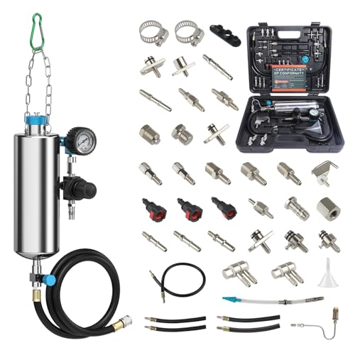 C100 1000ML Fuel System Cleaner Kit, 150PSI Non-Dismantling Fuel Injector,Intake & Catalytic Converter Cleaning Tool with Various Connectors & Pressure Gauge, Portable Case for Cars SUVs Trucks - style: C100 With Case