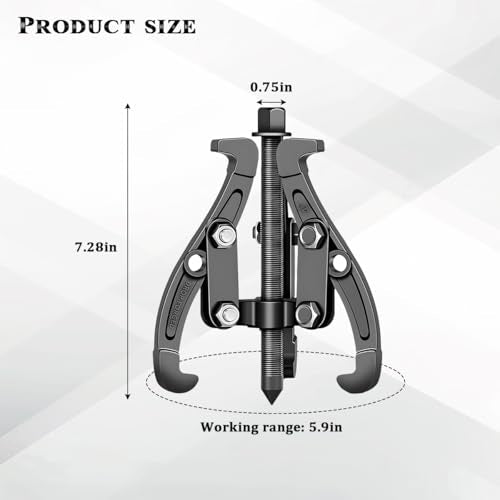 Car 3-Jaw Inner Gear Puller, 6" Heavy Duty Pilot Gear Flywheel Bearings Extractor Tool with Reversible Jaws, Automotive Bearing Pulley Removal Puller Tool, Universal for Vehicles - size: 6IN