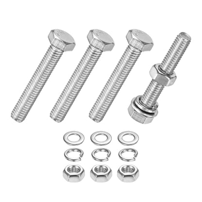M METERXITY 4-Pack Hex Head Screw Bolt with Nuts Flat & Lock Washers M5x30mm Stainless Steel Bolts and Nuts Kit Fully Threaded Metric Bolt Assortment for Equipment/Machinery - size: M5 x 30mm