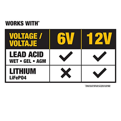 DeWalt DXAEC10 10 Amp Battery Charger for Vehicles | 6V or 12V Selector, Lithium LiFePO4 or Lead Acid Batteries - size: 10 Amp