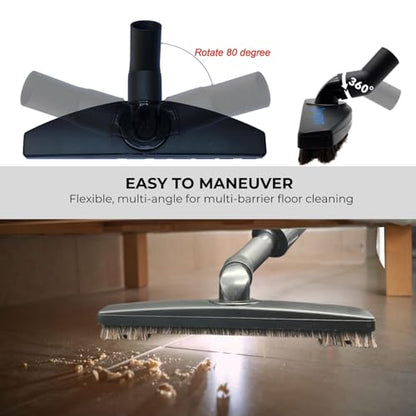 for Shop Vac Upgraded Vacuum Brush Attachment with Horse Hair Soft Bristles and Flexible Brush Head - Work on Low Carpet, Hardwood/Tiles/Hard Floors (for Shop-Vac Using 1 1/4'' & 2 1/2'' Accessories)